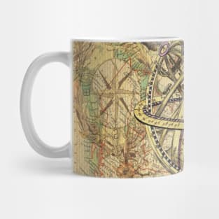 Dark Academia steampunk geography globe traveller vintage world map Mug